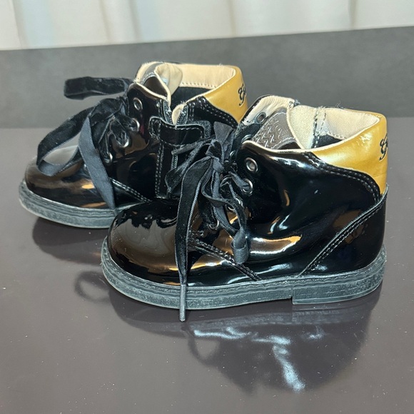 Geox Breathable Girls Black Patent Leather Boots With Velvet Laces - Sz 6 1/2 - Picture 5 of 12
